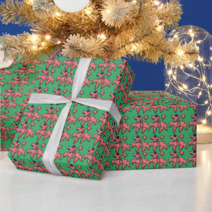 PINK POODLE — papel de embrulho de Natal francês
