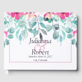 Pink primavera aqucolor floral livro de convidados