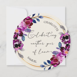 Pink Purple Floral Celebrate Love Anniversary Card