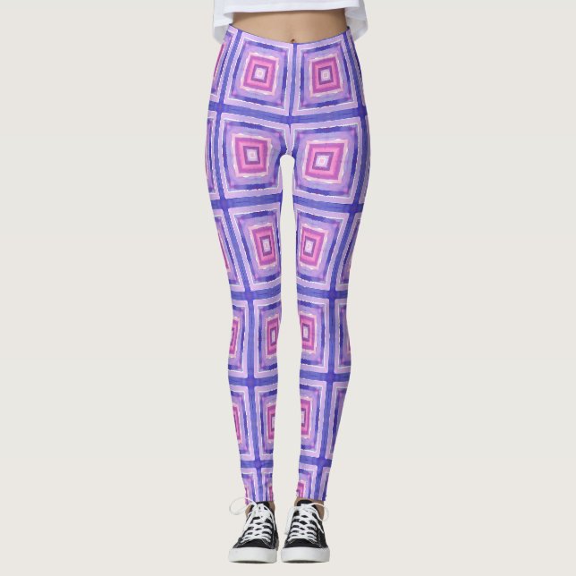 Pink & Purple Geometric Square Leggings (Frente)