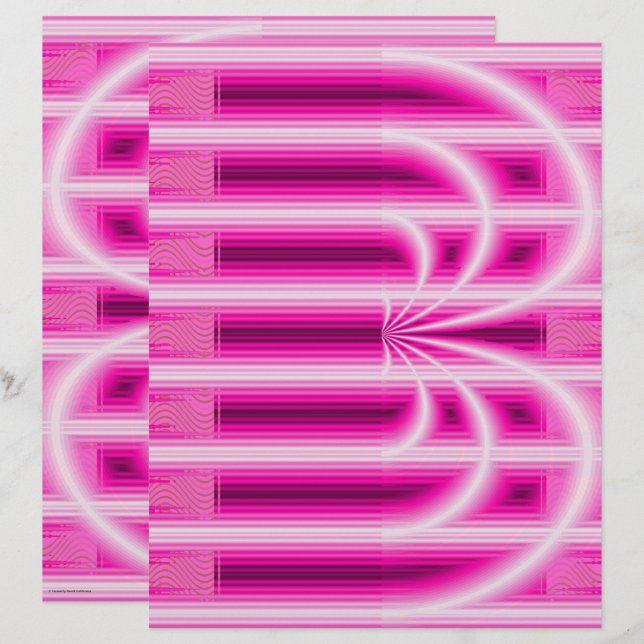 Pink Retro Cathedral Scrapbook Paper 2-Sided Page (Frente/Verso)