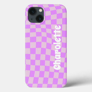 Pink retro checker pattern Case-Mate iPhone case
