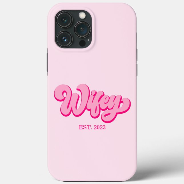 Pink Retro Wifey Est. Ano Noiva Noivo  (Verso)