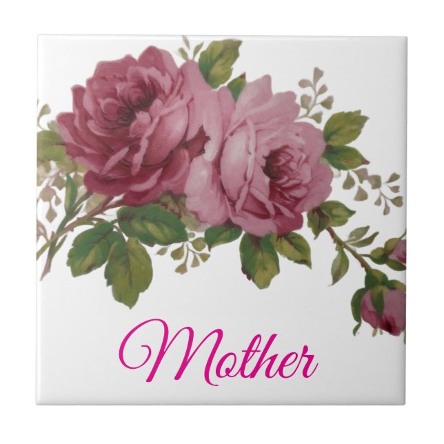 Pink Rose elegance Ceramic Tile (Frente)