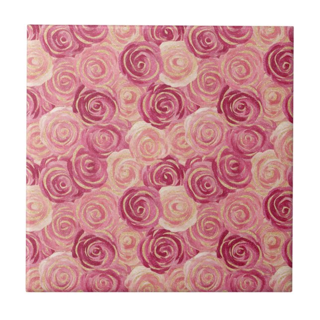 Pink Rose Swirl Glitter Seamless Pattern (Frente)