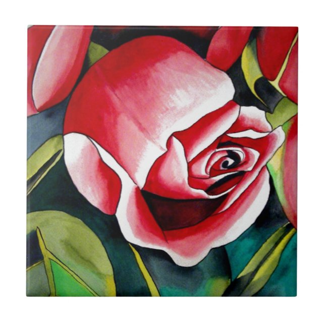 Pink Rosebud aquarela pintura a cores flor (Frente)
