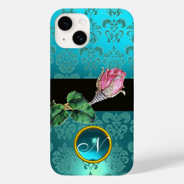 PINK ROSEBUD JEWEL, BLUE TEAL GEM MONOGRAMA (Verso)