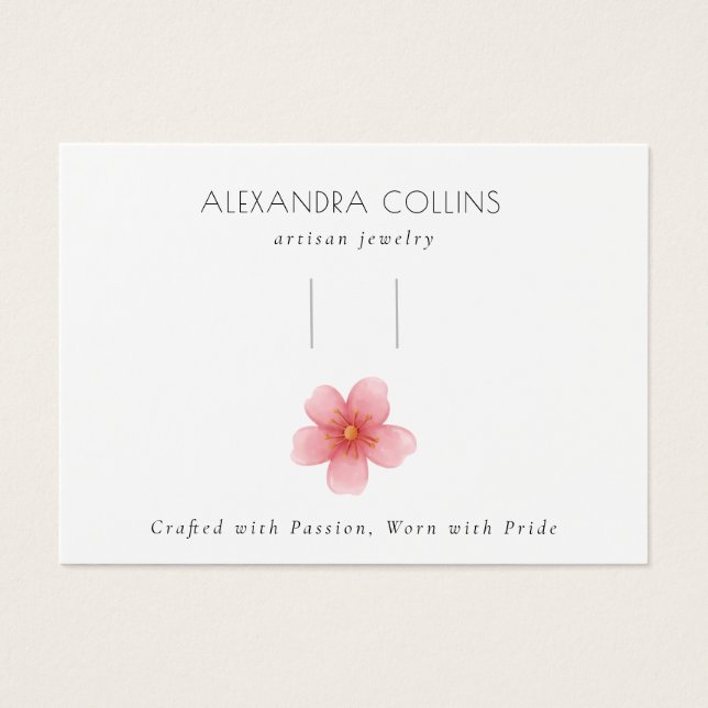 Pink Sakura Blossom Floral Hair Clip Display Card  (Frente)