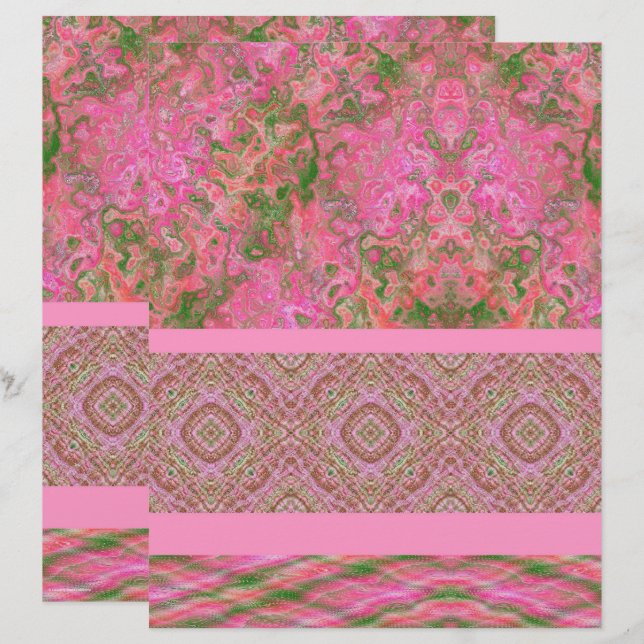 Pink Sampler Scrapbook Paper 2-Sided Page (Frente/Verso)