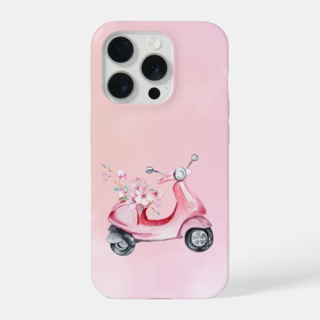Pink Scooter Floral Phone Case (Verso)