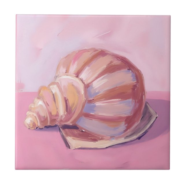 Pink Seashell | Coastal Ocean Watercolor Painting (Frente)