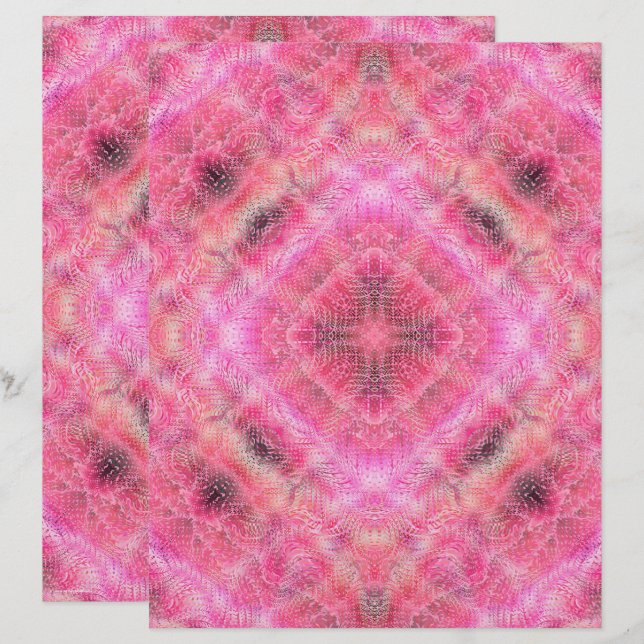 Pink Serene Garden Scrapbook Paper 2-Sided Page (Frente/Verso)