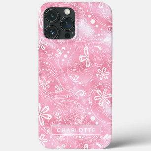 Pink Shimmer Modern Girly Paisley Personalizado