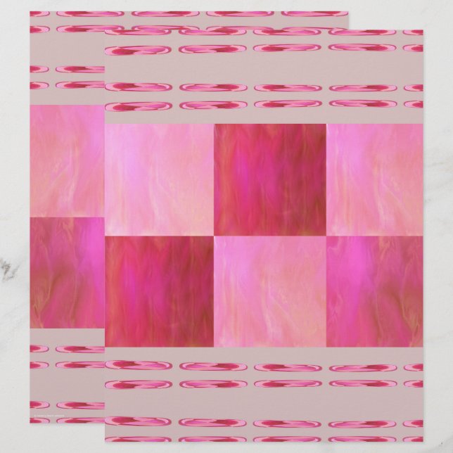 Pink Skies Tiles Scrapbook Paper 2-Sided Page (Frente/Verso)