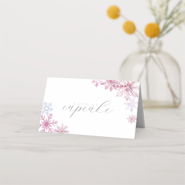 Pink Snowflake Tent Menu Card  (Frente)