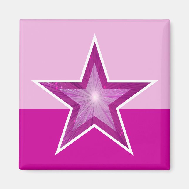 Pink Star imã de geladeira quadrado com dois tons  (Frente)