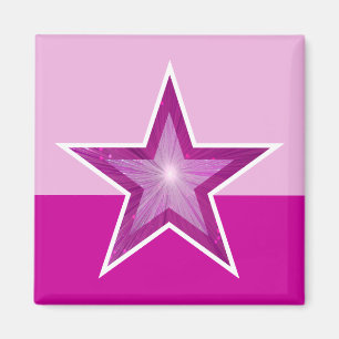 Pink Star imã de geladeira quadrado dois tons rosa