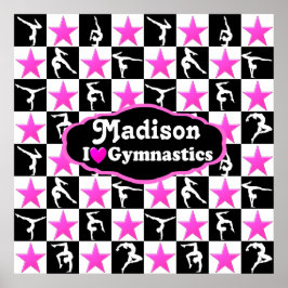 PINK STAR PERSONALIZADO EU AMO GINASTICS POSTER