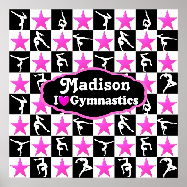 PINK STAR PERSONALIZADO EU AMO GINASTICS POSTER (Frente)