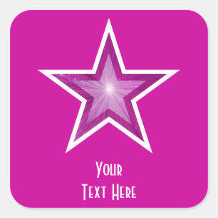 Pink Star 'Your Text', um adesivo quadrado rosa