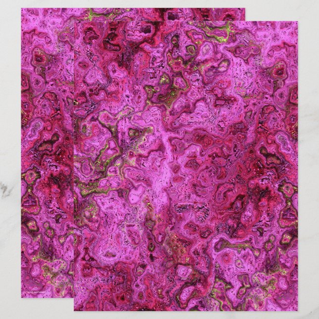 Pink Swirly Marble Scrapbook Paper 2-Sided Page (Frente/Verso)