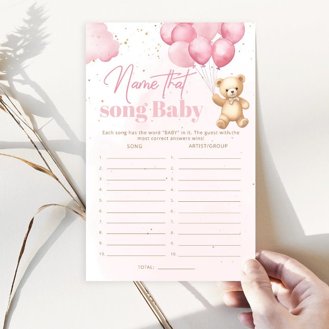 Pink Teddy urso Nomeie esse jogo de chá de fraldas (Criador carregado)