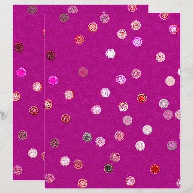 Pink Twisty Polka Dot Spiral 2-Sided Scrap Paper (Frente/Verso)