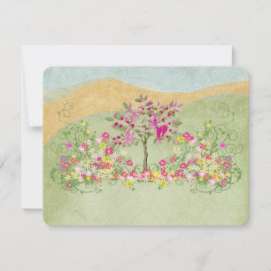 Pink Vintage Love Bird Flower Swirl Wedl RSVP