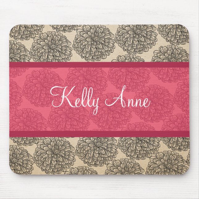Pink Vintage Zinnia Mousepad (Frente)