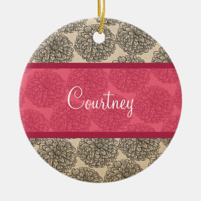 Pink Vintage Zinnia Ornamento (Frente)