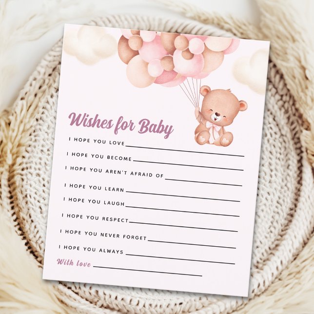 Pink Watercolor Bear Baby Shower Girl (Criador carregado)