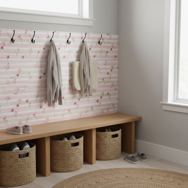 Pink Watercolor Floral Stripe Pattern (Criador carregado)