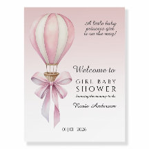 Pink Watercolor Hot Air Balloon Girl Baby Shower