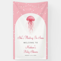 Pink Watercolor Jellyfish Girl Baby Shower Welcome