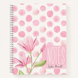 Pink Watercolor Polka Dots & Flowers