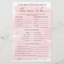 Pink Watercolor Sabe O Jogo da Mãe a Ser