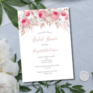 Pink White Rose Gold Floral Tendências Convite de