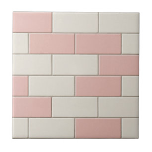 Pink White Subway Azulejo Patterno Backsplash
