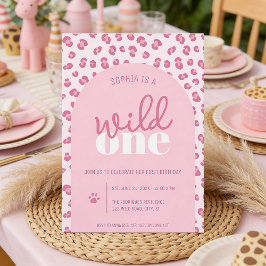 Pink Wild One Girl First Birthday Convite
