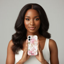 Pink Winter Poinsettia Floral iPhone Case |