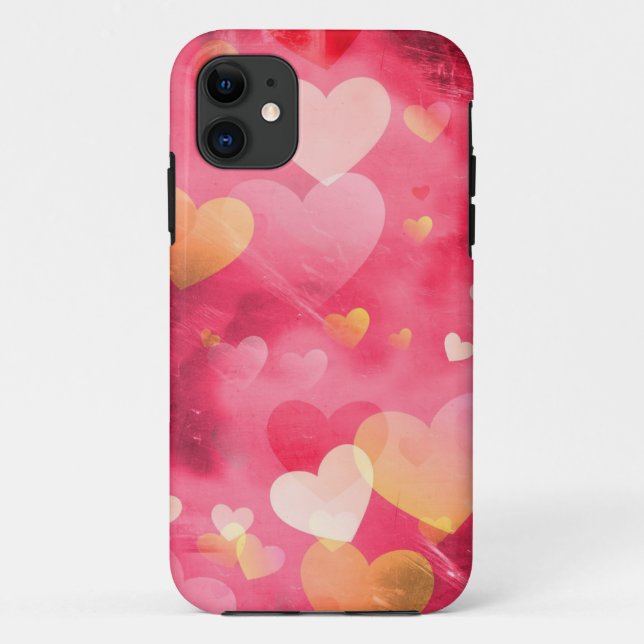 Pinks Hearts iPhone 11 Capas (Verso)