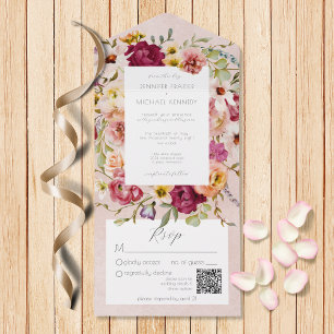 Pinks Vintage e Floral Amarelo no Código QR Rosa