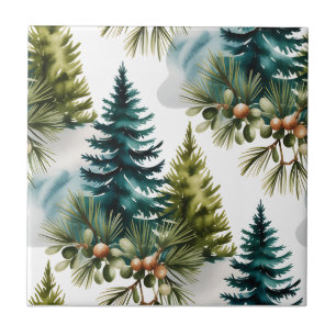 Pino de Aquarela Padrão Elegante Inverno