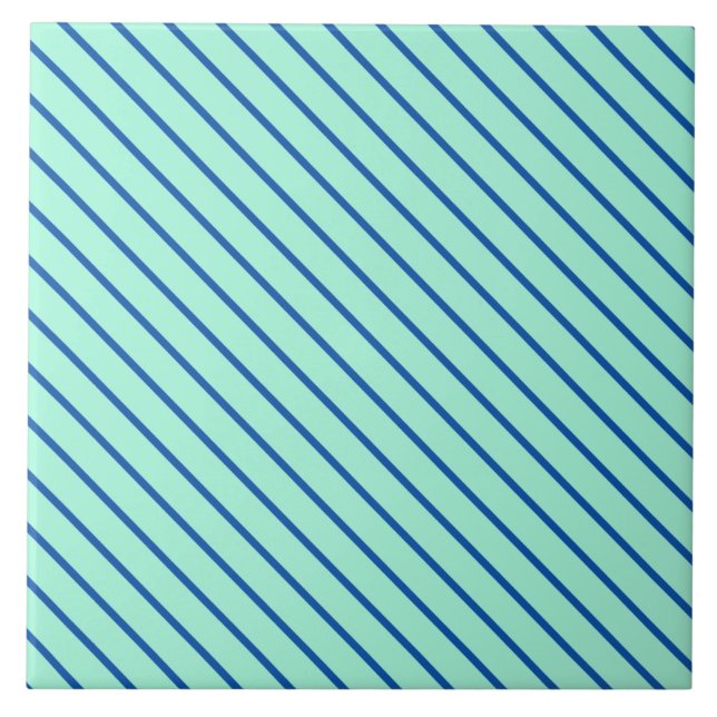 Pinstripes diagonais - aqua e marinho (Frente)