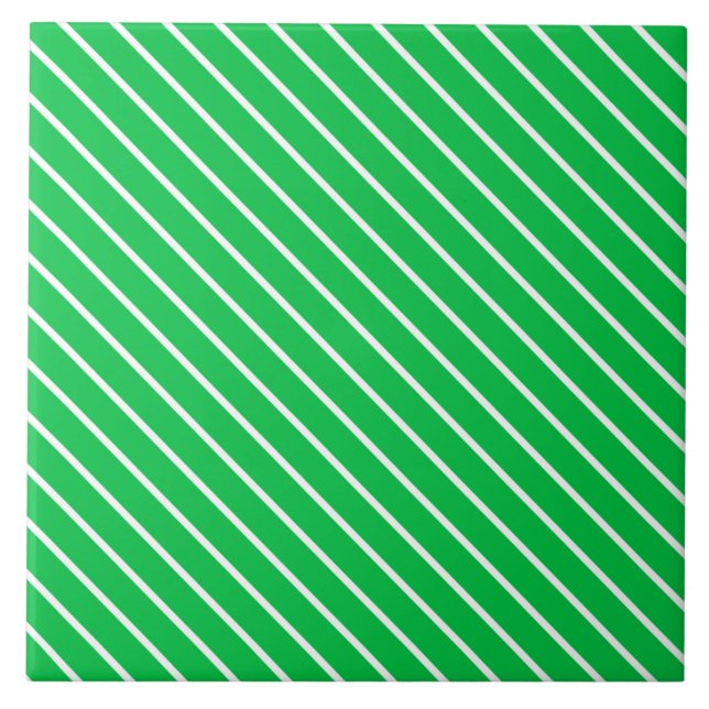 Pinstripes diagonais - esmeraldo verde e branco (Frente)