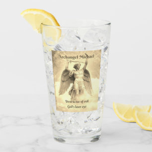 Pint Archangel Michael, copo de vidro amarelo laser de
