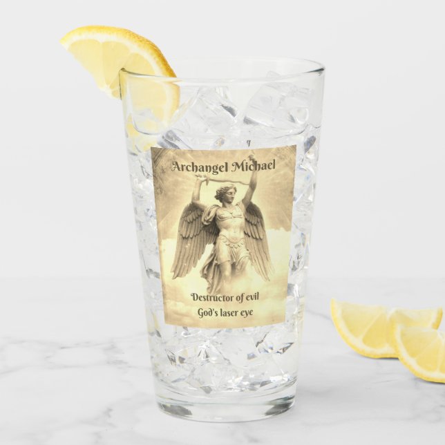 Pint Archangel Michael, copo de vidro amarelo laser de  (Gelo frontal)