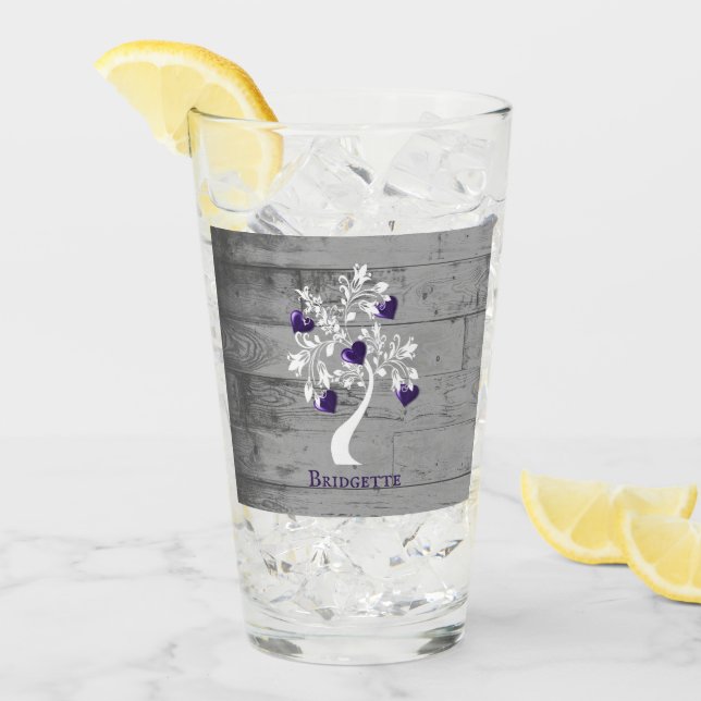 Pint Árvore Roxa de Copo de Vidro Personalizado (Gelo frontal)