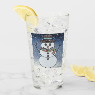 Pint Boneco de Neve c/ Fundo - Copo de Vidro