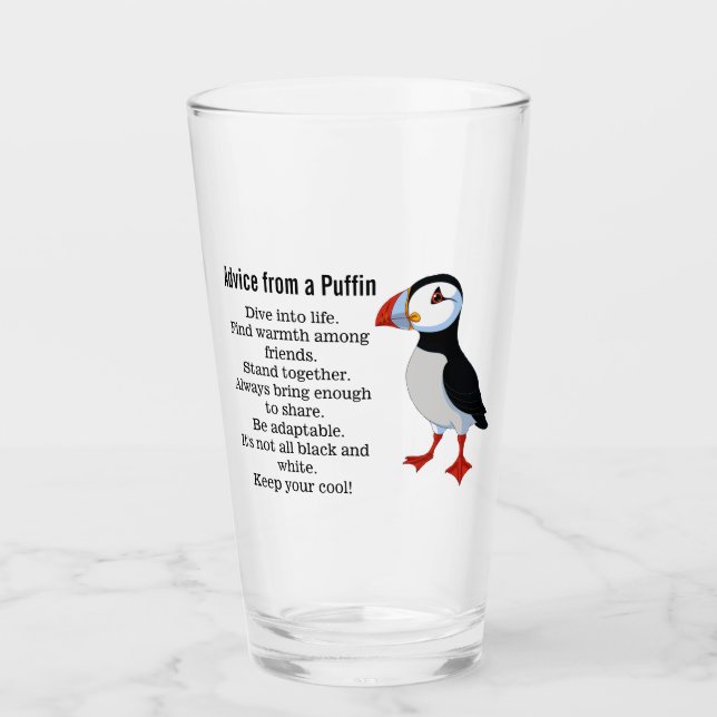 Pint Conselhos de um copo de Bebendo Puffin (Frente)